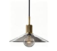 AZQOHMIS Lámpara Colgante Industrial de Cobre con Forma de Cono de Cristal, portalámparas E27, Estilo rústico Retro, para Isla de Cocina, Comedor o Dormitorio (latón).