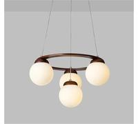 AZQOHMIS Lámpara Colgante LED de Madera, araña para Comedor, decoración Moderna de Cocina, Loft, Sala de Estar, Dormitorio, Luces Colgantes de Bola de Cristal, Elegantes (marrón, 4 Cabezales)