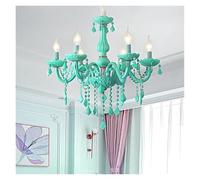 AZQOHMIS Lámpara de araña Europea de Cristal Azul para Interiores, lámparas Colgantes para Dormitorio, luminarias Modernas para Cocina (luz de Tres Colores, sin Pantalla).