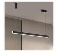AZQOHMIS Lámpara de araña Lineal LED Moderna para Comedor, Oficina, Barra, iluminación Colgante, Isla de Cocina, lámpara Minimalista Negra contemporánea (Blanco frío, 200 cm de Largo, Negro)