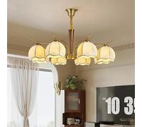 AZQOHMIS Lámpara de araña Vintage Americana de 5 Luces con diseño Floral y Colgante de Tela, Estilo Retro, para Sala de Estar (luz Neutra, 8 Luces).
