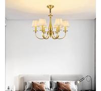 AZQOHMIS Lámpara de Techo Colgante de Lujo Estilo Americano Vintage con Pantalla de Tela (luz cálida, 6 Luces)