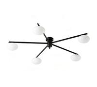 AZQOHMIS Lámpara de Techo Moderna de 3/5 Luces con Globo de latón y Cristal, Montaje semiempotrado, iluminación Lineal para Sala de Estar y Dormitorio (Negro, 5 Luces).