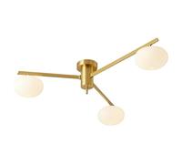 AZQOHMIS Lámpara de Techo Moderna de 3/5 Luces con Globo de latón y Cristal, Montaje semiempotrado, iluminación Lineal para Sala de Estar y Dormitorio (Dorado, 3 Luces)