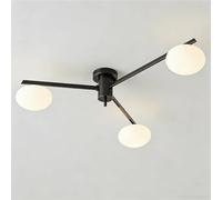 AZQOHMIS Lámpara de Techo Moderna de 3/5 Luces con Globo de latón y Cristal, Montaje semiempotrado, iluminación Lineal para Sala de Estar y Dormitorio (Negro, 3 Luces).