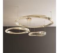 AZQOHMIS Lámparas Colgantes LED Regulables Modernas para Sala de Estar, lujosas, con Anillo Irregular Dorado y Cristal, luminarias LED Elegantes (luz de 3 Colores, D80 60 40cm)