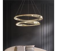 AZQOHMIS Lámparas Colgantes LED Regulables Modernas para Sala de Estar, lujosas, con Anillo Irregular Dorado y Cristal, luminarias LED Elegantes (Blanco frío, D60 80cm)