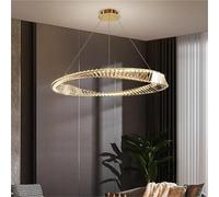 AZQOHMIS Lámparas Colgantes LED Regulables Modernas para Sala de Estar, lujosas, con Anillo Irregular Dorado y Cristal, luminarias LED Elegantes (luz Regulable a Distancia, 80 cm de diámetro).