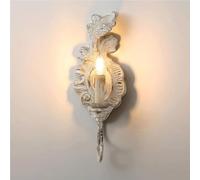 AZQOHMIS Portavelas Vintage, Aplique de Pared, candelabro Antiguo, lámpara de Pared Estilo Granja, Bombilla E14, luminaria Decorativa Creativa para Interiores, Ideal para Dormitorio (Blanco).