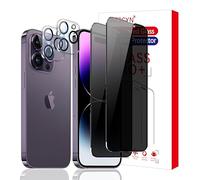 AZSCYN 2 Piezas Protector Pantalla Privacidad para iPhone 14 Pro Max, con 2 Piezas Protector de Lente de cámara Funda Amistoso, Privacidad Cristal Templado Anti Espía