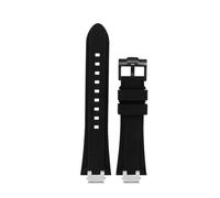 AZSHIW Adaptador de correa de reloj de caucho y acero inoxidable for hombre, compatible con reloj MAURICE LACROIX AIKON AI6008 AI6007 AI6038, correa de silicona suave modificada.(Black-black pin,For A