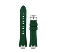 AZSHIW Adaptador de correa de reloj de caucho y acero inoxidable for hombre, compatible con reloj MAURICE LACROIX AIKON AI6008 AI6007 AI6038, correa de silicona suave modificada.(Green-silver pin,For