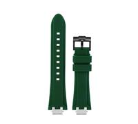 AZSHIW Adaptador de correa de reloj de caucho y acero inoxidable for hombre, compatible con reloj MAURICE LACROIX AIKON AI6008 AI6007 AI6038, correa de silicona suave modificada.(Green-black pin,For A
