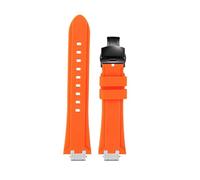 AZSHIW Adaptador de correa de reloj de caucho y acero inoxidable for hombre, compatible con reloj MAURICE LACROIX AIKON AI6008 AI6007 AI6038, correa de silicona suave modificada.(Orange-black Folding,