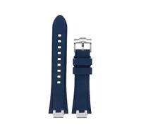 AZSHIW Adaptador de correa de reloj de caucho y acero inoxidable for hombre, compatible con reloj MAURICE LACROIX AIKON AI6008 AI6007 AI6038, correa de silicona suave modificada.(Blue-silver pin,For A
