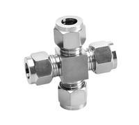 AZSHIW Codo en T cruzado 1/8 "1/4" 3/8 "1/2" 3/4 "1" 3 4 5 6 8 10-30 mm OD Conector de unión compresión doble férula Acero inoxidable 304(Cross,14mm)