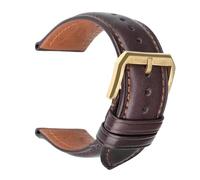 AZSHIW Compatible con 1 pieza de correa de cuero de vaca de 18mm, 20mm, 22mm y 24mm, correa de reloj de negocios negra, Universal(Coffee gold,24mm)