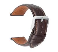 AZSHIW Compatible con 1 pieza de correa de cuero de vaca de 18mm, 20mm, 22mm y 24mm, correa de reloj de negocios negra, Universal(Coffee sliver,18mm)