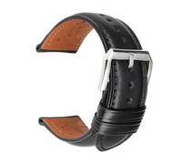 AZSHIW Compatible con 1 pieza de correa de cuero de vaca de 18mm, 20mm, 22mm y 24mm, correa de reloj de negocios negra, Universal(Black sliver,18mm)