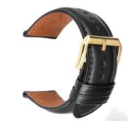 AZSHIW Compatible con 1 pieza de correa de cuero de vaca de 18mm, 20mm, 22mm y 24mm, correa de reloj de negocios negra, Universal(Black gold,24mm)