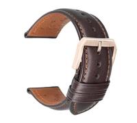 AZSHIW Compatible con 1 pieza de correa de cuero de vaca de 18mm, 20mm, 22mm y 24mm, correa de reloj de negocios negra, Universal(Coffee rose gold,19mm)