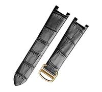 AZSHIW Compatible con Cartier PASHA W3108/HPI004 correa de reloj for mujer pulsera de cuero interfaz especial 20 * 12mm(Black gold)