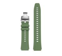 AZSHIW Compatible con Citizen AN3660 Series Retro Bull Head Panda Timing AN3660-81A/81E/81L Correa de reloj de goma de silicona for hombre Correa de reloj deportiva de 18 mm(Green-silver fold)