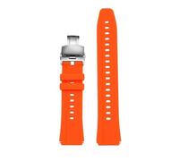 AZSHIW Compatible con Citizen AN3660 Series Retro Bull Head Panda Timing AN3660-81A/81E/81L Correa de reloj de goma de silicona for hombre Correa de reloj deportiva de 18 mm(Orange-silver fold)