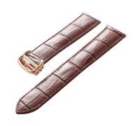 AZSHIW Compatible con correa de cuero, capa de cabeza, reemplazo de piel de vaca, globo azul Cartier, correa de reloj de Londres, accesorios de pulsera for hombres y mujeres(Brown rose buckle,22mm)