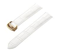 AZSHIW Compatible con correa de cuero, capa de cabeza, reemplazo de piel de vaca, globo azul Cartier, correa de reloj de Londres, accesorios de pulsera for hombres y mujeres(White gold buckle,13mm)