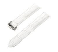 AZSHIW Compatible con correa de cuero, capa de cabeza, reemplazo de piel de vaca, globo azul Cartier, correa de reloj de Londres, accesorios de pulsera for hombres y mujeres(WHITE,15mm)