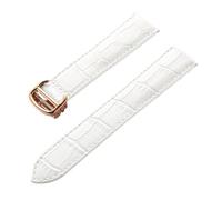 AZSHIW Compatible con correa de cuero, capa de cabeza, reemplazo de piel de vaca, globo azul Cartier, correa de reloj de Londres, accesorios de pulsera for hombres y mujeres(White rose buckle,17mm)