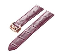 AZSHIW Compatible con correa de cuero, capa de cabeza, reemplazo de piel de vaca, globo azul Cartier, correa de reloj de Londres, accesorios de pulsera for hombres y mujeres(Purple rose buckle,19mm)