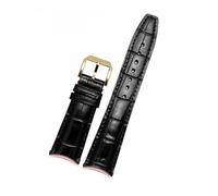 AZSHIW Compatible con correa de cuero con extremo curvado de 22 mm Compatible con la correa de reloj IWC New Portugal 7 IW500705 IW371614 Pulsera de cuero de vaca con estampado de bambú(Black-gold A)