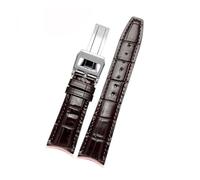 AZSHIW Compatible con correa de cuero con extremo curvado de 22 mm Compatible con la correa de reloj IWC New Portugal 7 IW500705 IW371614 Pulsera de cuero de vaca con estampado de bambú(Brown-silver B