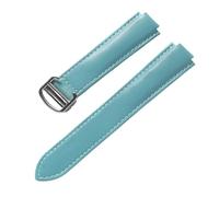 AZSHIW Compatible con correa de cuero de 8x14, 9x16, 11x18, 12x20, 14x22 mm, repuesto de correa Cartier, globo azul, hebilla plegable convexa, accesorios for reloj(Light blue,14X22mm)