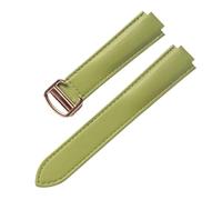 AZSHIW Compatible con correa de cuero de 8x14, 9x16, 11x18, 12x20, 14x22 mm, repuesto de correa Cartier, globo azul, hebilla plegable convexa, accesorios for reloj(Apple green rose,9X16mm)