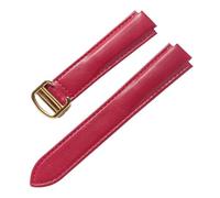 AZSHIW Compatible con correa de cuero de 8x14, 9x16, 11x18, 12x20, 14x22 mm, repuesto de correa Cartier, globo azul, hebilla plegable convexa, accesorios for reloj(Red gold buckle,11X18mm)