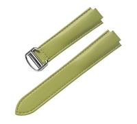 AZSHIW Compatible con correa de cuero de 8x14, 9x16, 11x18, 12x20, 14x22 mm, repuesto de correa Cartier, globo azul, hebilla plegable convexa, accesorios for reloj(Apple green,11X18mm)