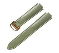 AZSHIW Compatible con correa de cuero de 8x14, 9x16, 11x18, 12x20, 14x22 mm, repuesto de correa Cartier, globo azul, hebilla plegable convexa, accesorios for reloj(Olive green gold,8X14mm)