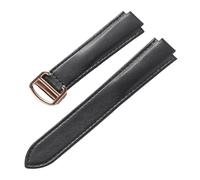 AZSHIW Compatible con correa de cuero de repuesto Cartier correa de globo azul cierre desplegable convexo 8 mm 9 11 12 14 mm con herramienta(Black Rose Buckle,12X20mm)