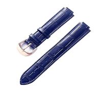 AZSHIW Compatible con correa de cuero de repuesto Cartier globo azul Hebilla elevada for hombre y mujer 14X8 16X9 18X11 20X12 Accesorios de correa(Dark blue rose,14X8mm)