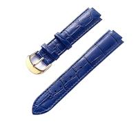 AZSHIW Compatible con correa de cuero de repuesto Cartier globo azul Hebilla elevada for hombre y mujer 14X8 16X9 18X11 20X12 Accesorios de correa(Blue gold buckle,20X12mm)