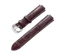 AZSHIW Compatible con correa de cuero de repuesto Cartier globo azul Hebilla elevada for hombre y mujer 14X8 16X9 18X11 20X12 Accesorios de correa(Brown Silver Buckle,16X8mm)