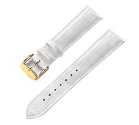 AZSHIW Compatible con correa de cuero de repuesto for hombre y mujer Cartier London Solo Key, cierre plegable de 17/18/20/22 mm, accesorios for correa de reloj de cuero.(White Gold Buckle,18)