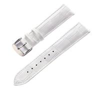 AZSHIW Compatible con correa de cuero de repuesto for hombre y mujer Cartier London Solo Key, cierre plegable de 17/18/20/22 mm, accesorios for correa de reloj de cuero.(White,18)