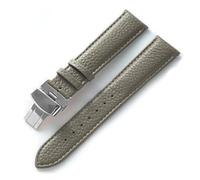 AZSHIW Compatible con correa de cuero for hombres y mujeres, hebilla de mariposa, correa de reloj de lichi suave, repuesto Tissot CK Ebolosini Longines DW(Elephant Grey,18mm)