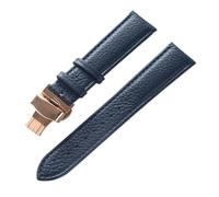 AZSHIW Compatible con correa de cuero Lychee Correa de cuero suave Correa de reloj for hombres y mujeres Azul Marrón 14 mm 16 mm 18 mm 20 mm 22 mm Accesorios for relojes(Royal blue rose,14mm)