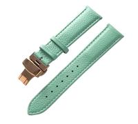 AZSHIW Compatible con correa de cuero Lychee Correa de cuero suave Correa de reloj for hombres y mujeres Azul Marrón 14 mm 16 mm 18 mm 20 mm 22 mm Accesorios for relojes(Light blue rose,19mm)