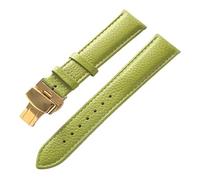AZSHIW Compatible con correa de cuero Lychee Correa de cuero suave Correa de reloj for hombres y mujeres Azul Marrón 14 mm 16 mm 18 mm 20 mm 22 mm Accesorios for relojes(Light green gold,22mm)